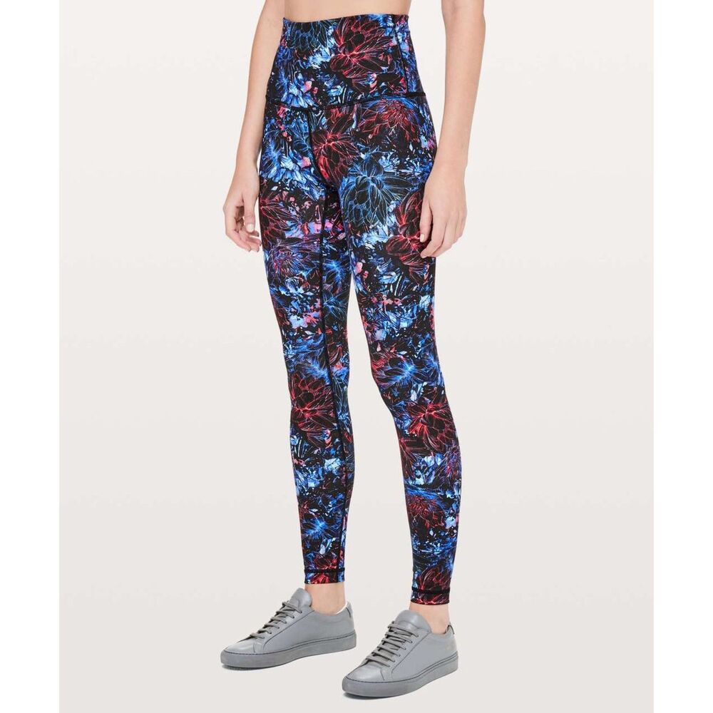 Lululemon Wunder Under Super Hi-Rise Full-On Luon 28" Neon Blossom Multi SZ 10
